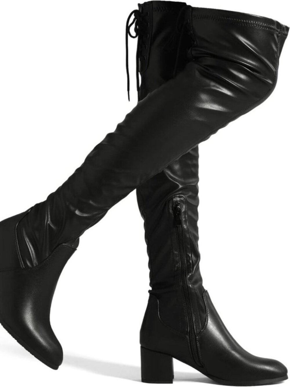 Dream Pairs Women's Black Over The Knee Thigh High Chunky Heel Long Sexy Boots